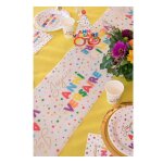 Chemin de table intiss anniversaire pois colore 28cmx3m