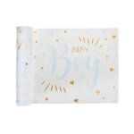 Chemin de table intiss baby shower 28cmx5m bleu