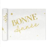 Chemin de table intiss bonne anne 28cmx4m blanc