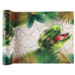 Chemin de table jetable - chalayer - t - rex jurassic - 30cmx5m - vert