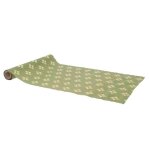 Chemin de table jardin � la fran�aise en tissu vert olive et or ? �l�gance naturelle 28 cm x 5 m