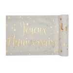Chemin de table joyeux anniversaire - blanc - or Chemin de table joyeux anniversaire - blanc - or