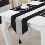 Chemin de table - linge de table - noir - 32210 cm - ray - soie artificielle