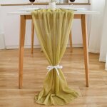 Chemin de table - dcoration de table - mousseline de soie - dor - 300 x 70 cm - style contemporain