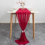 Chemin de table - non spcifi - 300 x 70 cm - mousseline de soie - rouge - design contemporain
