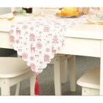 Chemin de table de noël et écharpe brodée blanche imprimé nappe pour fêtes salle à manger décorations ... Chemin de table de noël et écharpe brodée blanche imprimé nappe pour fêtes salle à manger décorations ...