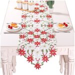 Chemins de table de noëlchemin de table brodé de noëlpoinsettia et houx de décorations de noëlnappe de ... Chemins de table de noëlchemin de table brodé de noëlpoinsettia et houx de décorations de noëlnappe de ...