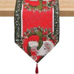 Chemin de table - nol - rouge - 74 x 13 pouces - tissu synthtique - dcoration intrieure