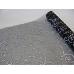 Chemin table organza arabesque paillettes - argent Chemin table organza arabesque paillettes - argent