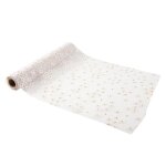 Chemin de table - artifetes - organza - fleurs marguerites - blanc - 28cm x 5m