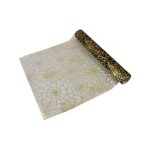 Chemin de table en organza noir toile daraigne dore 29 cm x 5m - or