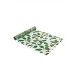 Chemin de table organza et paillettes houx de no�l 28cm x 3m - blanc