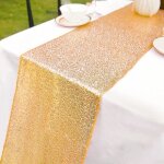Chemin de table - paillettes or - 30x270cm - 2 pi�ces - �l�gance chic