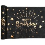 Chemin de table - santex - happy birthday - noir - or - 30 cm x 5 m