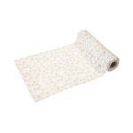 Chemin de table tulle fleurs brod�es 24cmx3m blanc