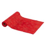 Chemin de table en velours paillet� 28x300cm rouge