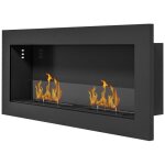 Chemine biothanol murale design bauhaus - double brleur 085 l - pare - feu verre tremp - acier inox. ...