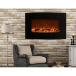 Cheminee electrique murale 2000w galbe noire effet feu de cheminee led chauffage 2000w tlcommande