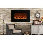 Chemine lectrique murale noire galbe 90 cm effet flammes led chauffage 2000w avec thermostat tlcommande ...