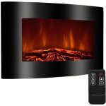 Cheminee electrique murale effet flammes led raliste chauffage 2000w galbe noire tlcommande thermostat ...