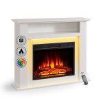 Chemin�e �lectrique balderia liora - chemin�e sur pied compartiment de rangement chauffage - blanc