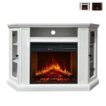 Chemine lectrique - madison - angle au sol - bois blanc - 900 / 1800 w - tlcommande incluse