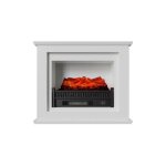 Chemine lectrique dcorative cadre blanc et radiateur murale 2000w kekai bairon 90x30x75 cm effet feu ...