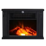 Chemine lectrique homcom pole contemporain noir - thermostat 600 - 1200 w