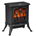 Chemine lectrique homcom pole rtro effet flamme thermostat 750 - 1500 w noir