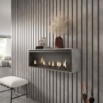 Chemine lectrique led, encastrable, effet flamme, 107x38x25cm, salon - salle  manger, ciment, rf2333 ...