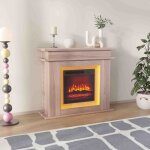 Chemin�e �lectrique manteau ch�ne 101cm - flamme 3d & led couleur - chauffage dappoint - luminosit� r�glable ...