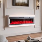 Chemin�e �lectrique murale - ambiance - 152. 4 cm - 12 couleurs de flammes & led dambiance - chauffage ...