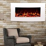 Cheminee electrique murale vnzia blanche effet flammes led ultra raliste chauffage 2000w thermostat ...