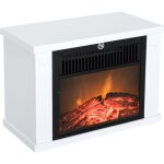 Chemine lectrique pole contemporain thermostat 600 - 1200 w blanc - homcom