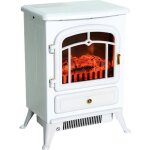 Chemine lectrique pole style rtro homcom - blanc - effet de flamme led - thermostat 950 - 1850 w