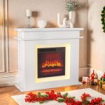 Chemin�e �lectrique - luminarix - chemin�e d�corative - 3d effet flammes led - 1500 w - blanc