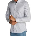Chemise blanche / bleu homme tommy hilfiger poplin