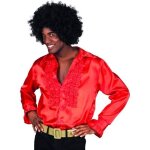Chemise disco rouge homme l - effet satin - manches vases - froufrou