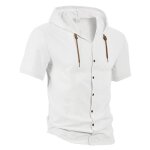 Chemise homme - leoclotho - � capuche � manches courtes - blanc