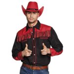Chemise western noir / rouge (xl)