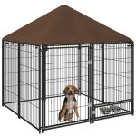 Chenil ext�rieur pour chiens pawhut m�tal 141x141x151cm caf�