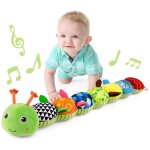 Chenille musicale verte en peluche pour b�b� 0 - 12 mois - hochet & bruit de froissement jouet sensoriel ...