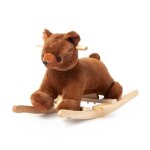 Cheval � bascule en bois ourson - ataa toys - avec musique et peluche en polyester - pour enfant jusqu� ...