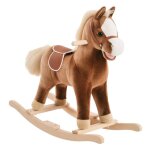 Cheval à bascule cheval de cowboy selle grand confort peluche courte douce bois peuplier brun blanc Cheval à bascule cheval de cowboy selle grand confort peluche courte douce bois peuplier brun blanc