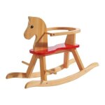 Cheval à bascule Évolutif en bois roba avec anneau de protection amovible - naturel / rouge Cheval à bascule Évolutif en bois roba avec anneau de protection amovible - naturel / rouge