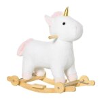 Cheval  bascule enfant - homcom - licorne  bascule en bois avec roues - utilisation 2 en 1 pour petits ...