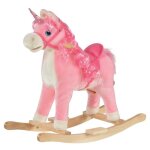 Cheval  bascule homcom modle licorne avec sons authentiques selle grand confort bois de peuplier rose ...