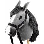 Cheval bton hobby horse avec licol et rnes - gris a3 - jouet  cheval bton pour enfant