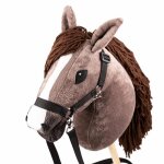 Cheval bton hobby horse marron avec licol et rnes incluses - enfant - mixte
