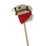 Cheval b�ton jouet - tachan - 80 cm - blanc - sons r�alistes - tissu souple - b�ton stable - foulard ...